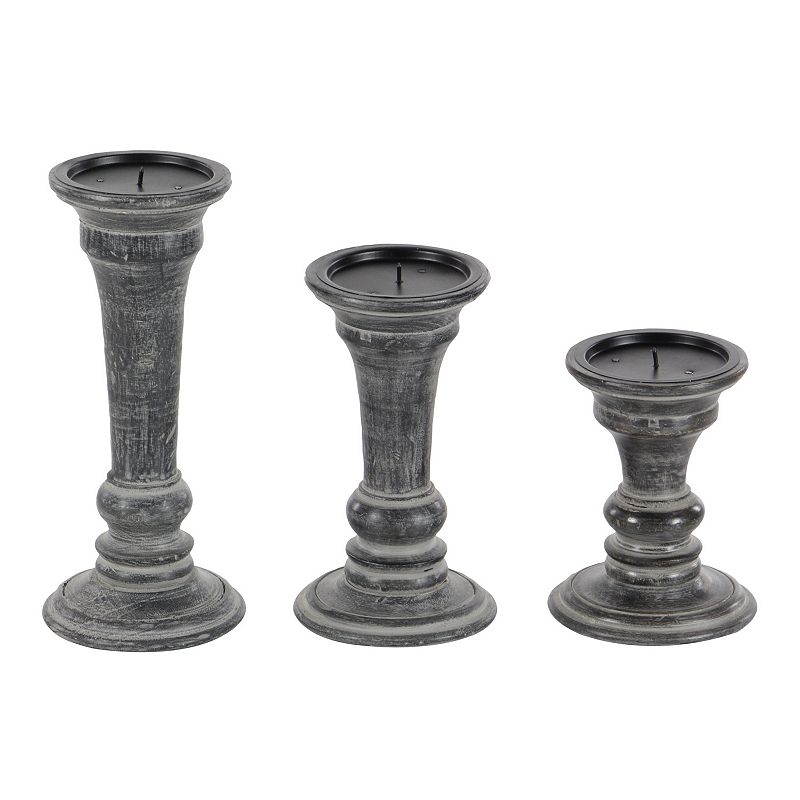 Stella & Eve Traditional Decor Distressed Wood Candle Holders 3-pc. Set, Bl