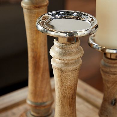 Stella & Eve Traditional Wood Candle Holder Table Decor 3-piece Set