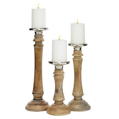 Stella & Eve Traditional Wood Candle Holder Table Decor 3-piece Set
