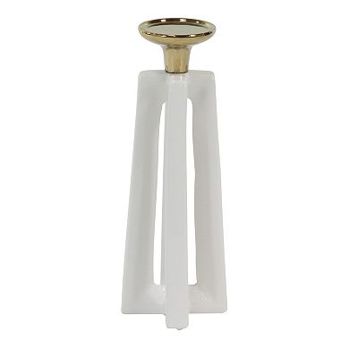 Stella & Eve Gold & White Stone Modern X-Shaped Candle Holders 2-pc. Set