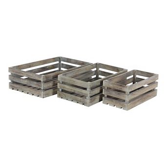 Stella & Eve Farmhouse Distressed Decorative Crate Table Decor 3 pc Set