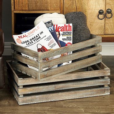 Stella & Eve Farmhouse Distressed Decorative Crate Table Decor 3-piece Set