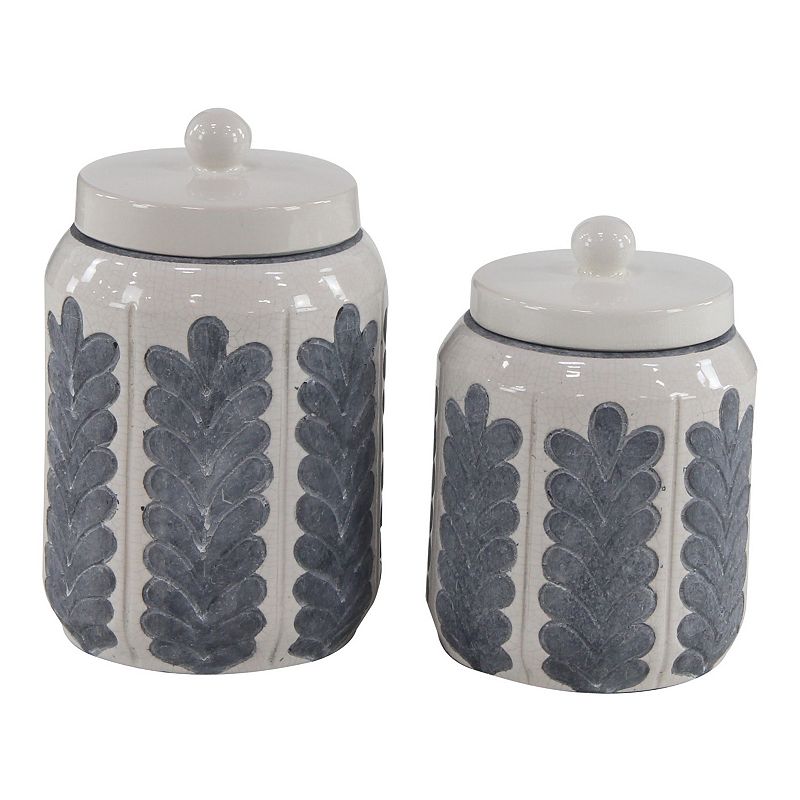 Stella & Eve Country Cottage Decorative Jar Table Decor 2-piece Set, White,