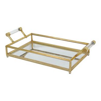 CosmoLiving by Cosmopolitan Gold Finish Glam Decorative Tray Table Decor