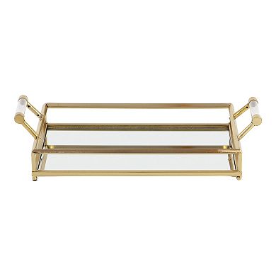 CosmoLiving by Cosmopolitan Gold Finish Glam Decorative Tray Table Decor