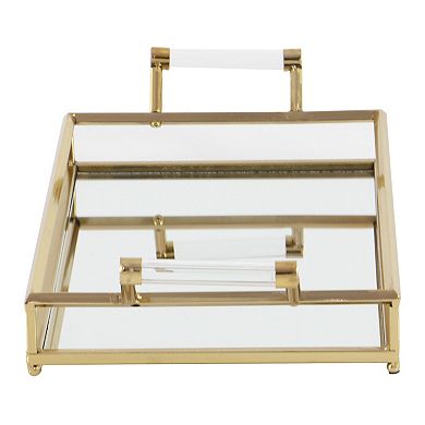 CosmoLiving by Cosmopolitan Gold Finish Glam Decorative Tray Table Decor