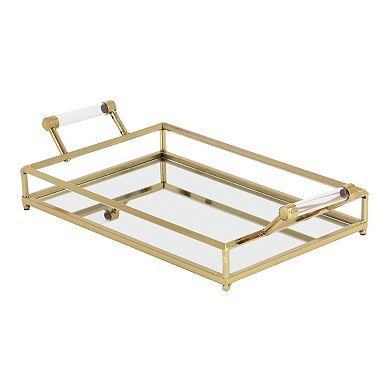 CosmoLiving by Cosmopolitan Gold Finish Glam Decorative Tray Table Decor