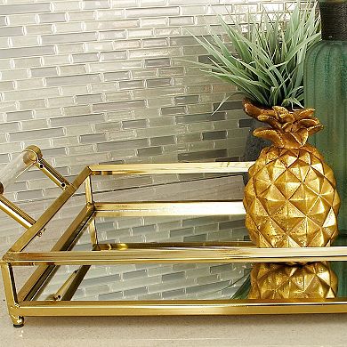 CosmoLiving by Cosmopolitan Gold Finish Glam Decorative Tray Table Decor