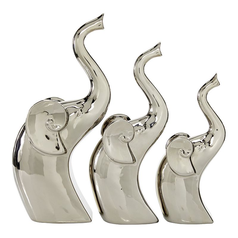 Stella & Eve Stylized Elephant Sculpture Table Decor 3-piece Set, Grey, Med