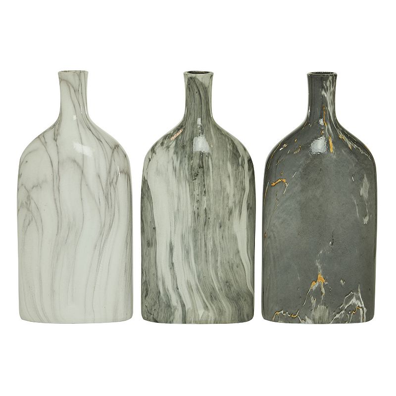 Stella & Eve Contemporary Style Ceramic Bottle Vases with Marble Finishes 3