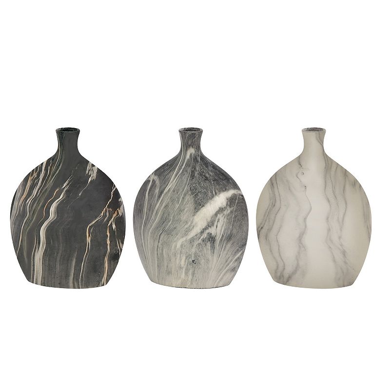 Stella & Eve Marbled Flat Oval Vases 3-pc. Set, Black, Medium