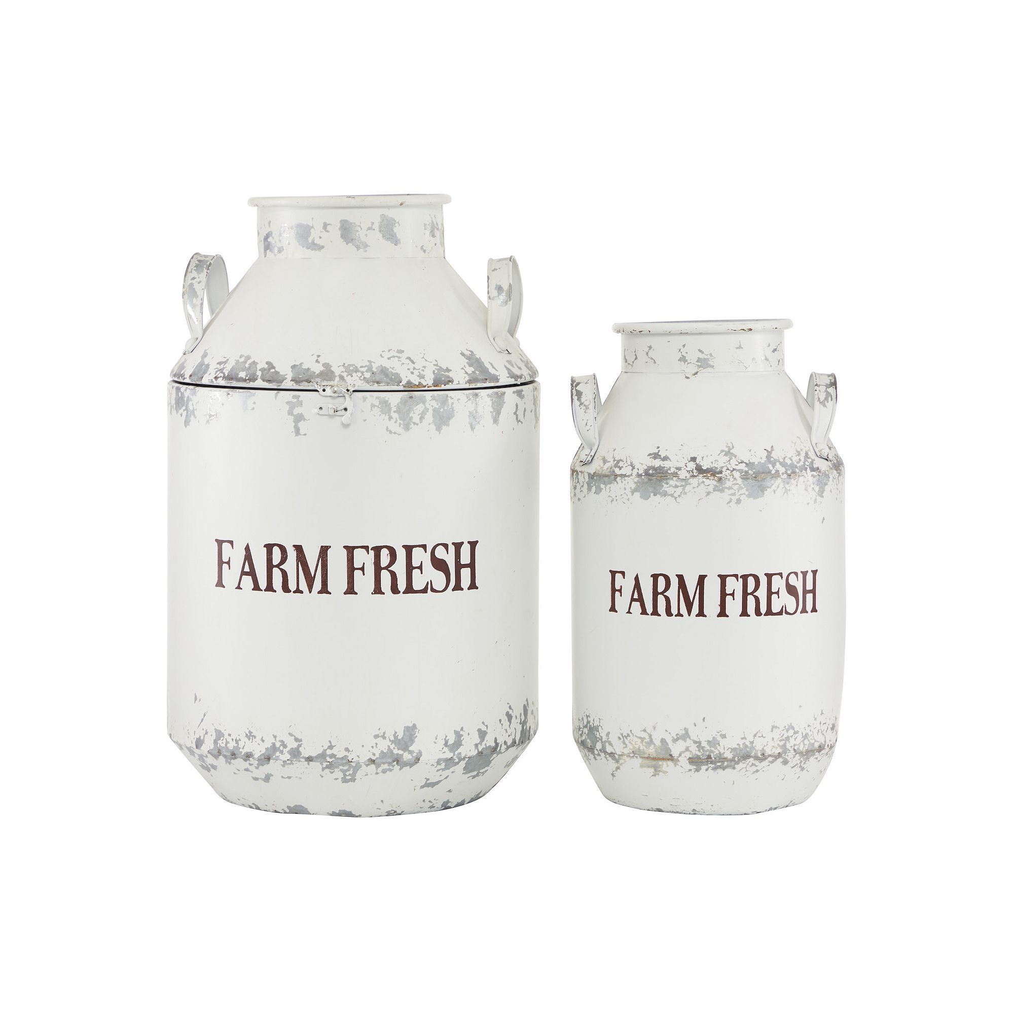 Stella & Eve Distressed Metal Milk Can Decorative Jars 2-pc. Set, White