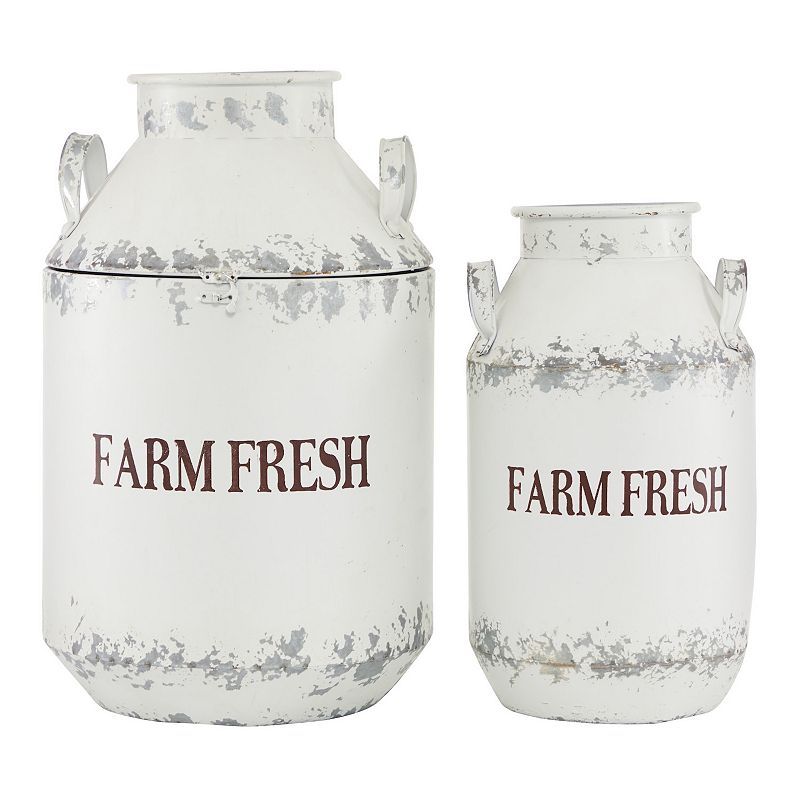Stella & Eve Distressed Metal Milk Can Decorative Jars 2-pc. Set, White, La