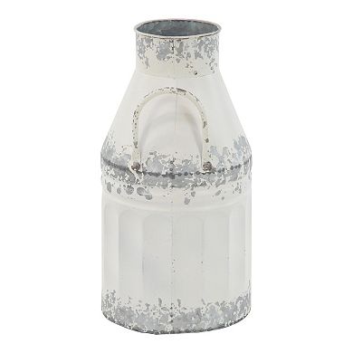 Stella & Eve Farmhouse White Iron Milk Can Decors 2-pc. Set
