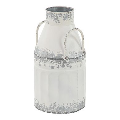 Stella & Eve Farmhouse White Iron Milk Can Decors 2-pc. Set