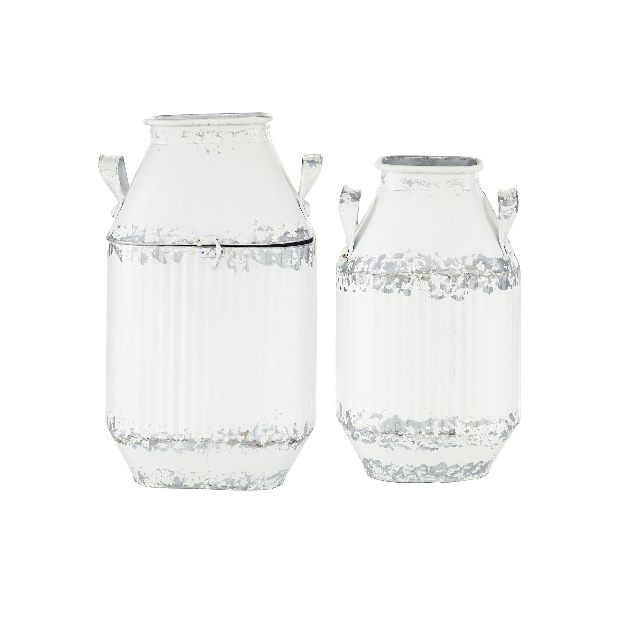 Stella & Eve Farmhouse Tapered Iron Milk Can Decors 2-pc. Set, White