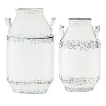 Stella & Eve Farmhouse Tapered Iron Milk Can Decors 2 pc Set