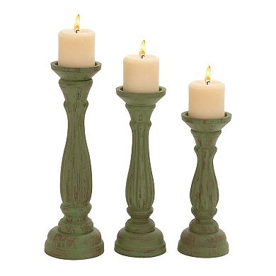 Stella & Eve Eclectic Carved Wooden Candle Holders 3-pc. Set