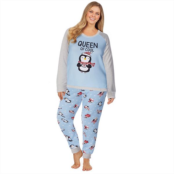 Plus Size Jammies For Your Families Cool Penguin Top Pants Pajama 