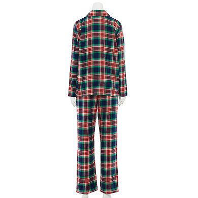 Women's Jammies For Your Families® Navy Notch Flannel Top & Pants Pajama Set