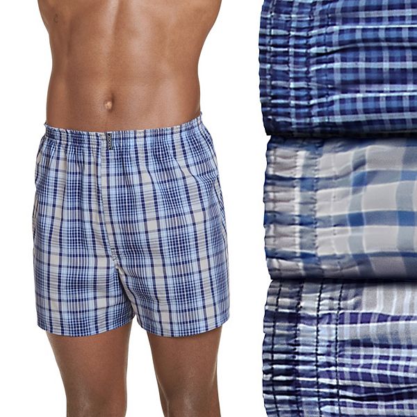 All Sizes 3 Mens Woven Classic Loose Style Boxer Shorts Cotton Underwear 