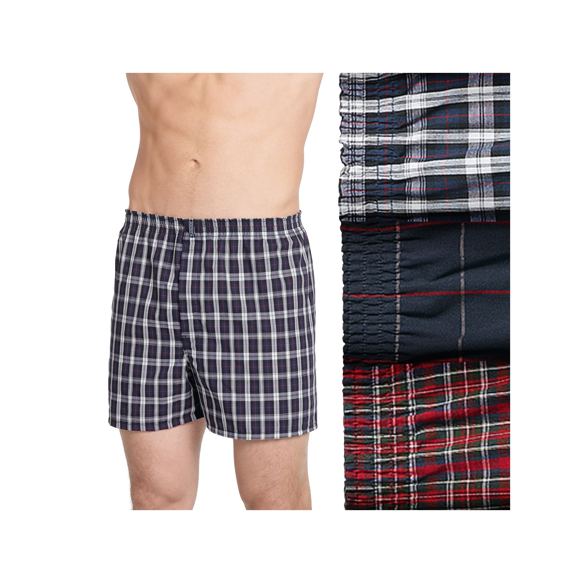Mens Jockey® 3-pack Classic Full-Cut Woven Boxers, Size: Medium, Tartan