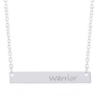 Sterling Silver "Warrior" Bar Necklace