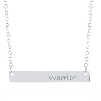 Athra NJ Inc Sterling Silver "Warrior" Bar Necklace