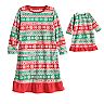 Jammies For Your Families® Toddler Girl Christmas Like You Mean It Nightgown & Matching Doll Gown Pajamas