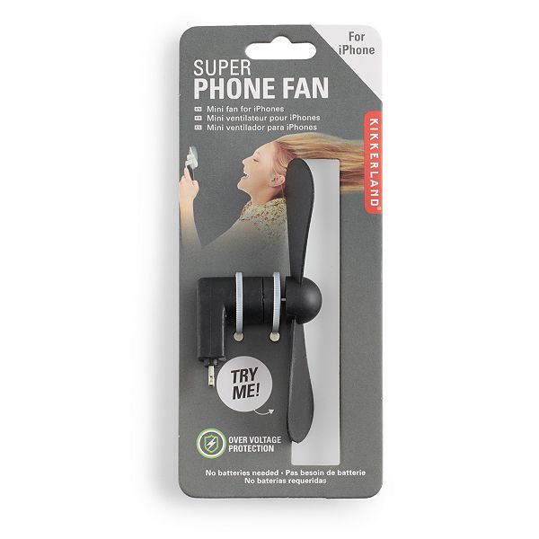 Kikkerland Black Phone Fan