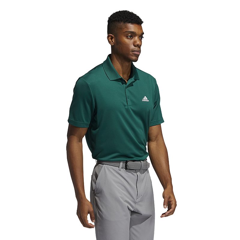 Mens adidas Heathered Performance Golf Polo, Size: Small, Dark Green