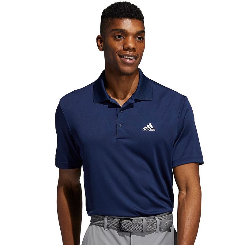 Mens adidas Heathered Performance Golf Polo, Size: Small, Blue