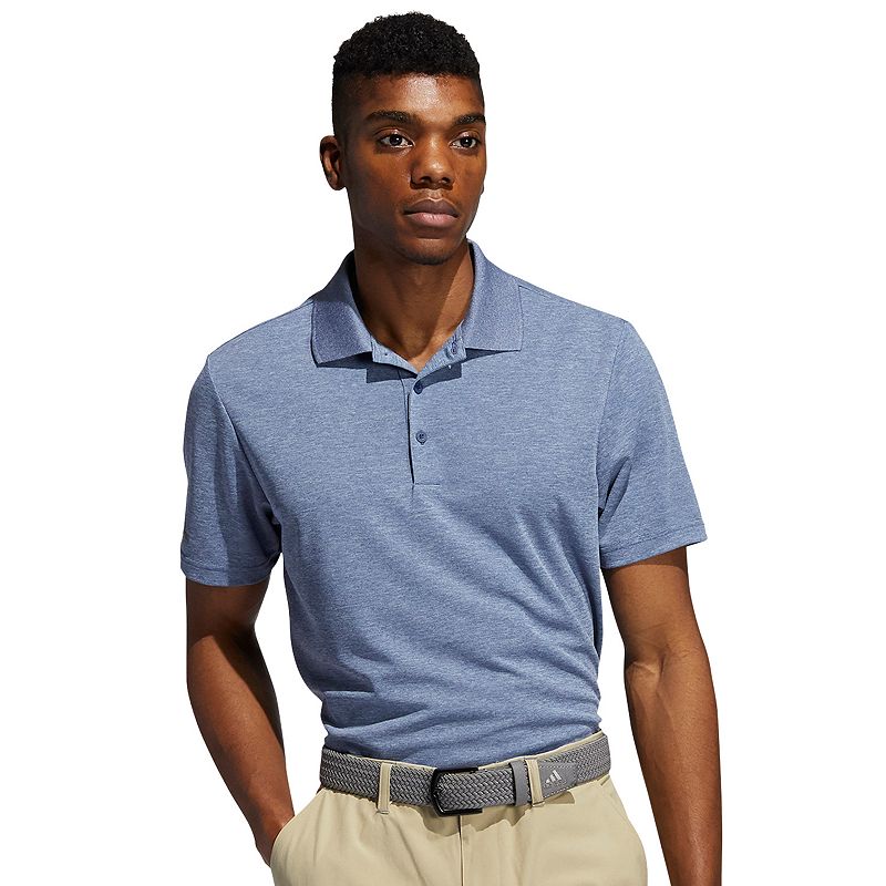 Mens adidas Heathered Performance Golf Polo, Size: Small, Blue