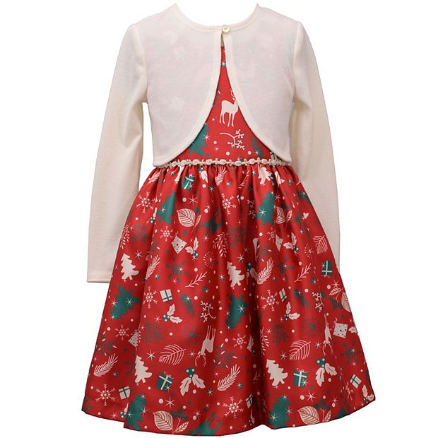 Girls 4-6x Bonnie Jean Christmas Dress u0026 Cardigan Set