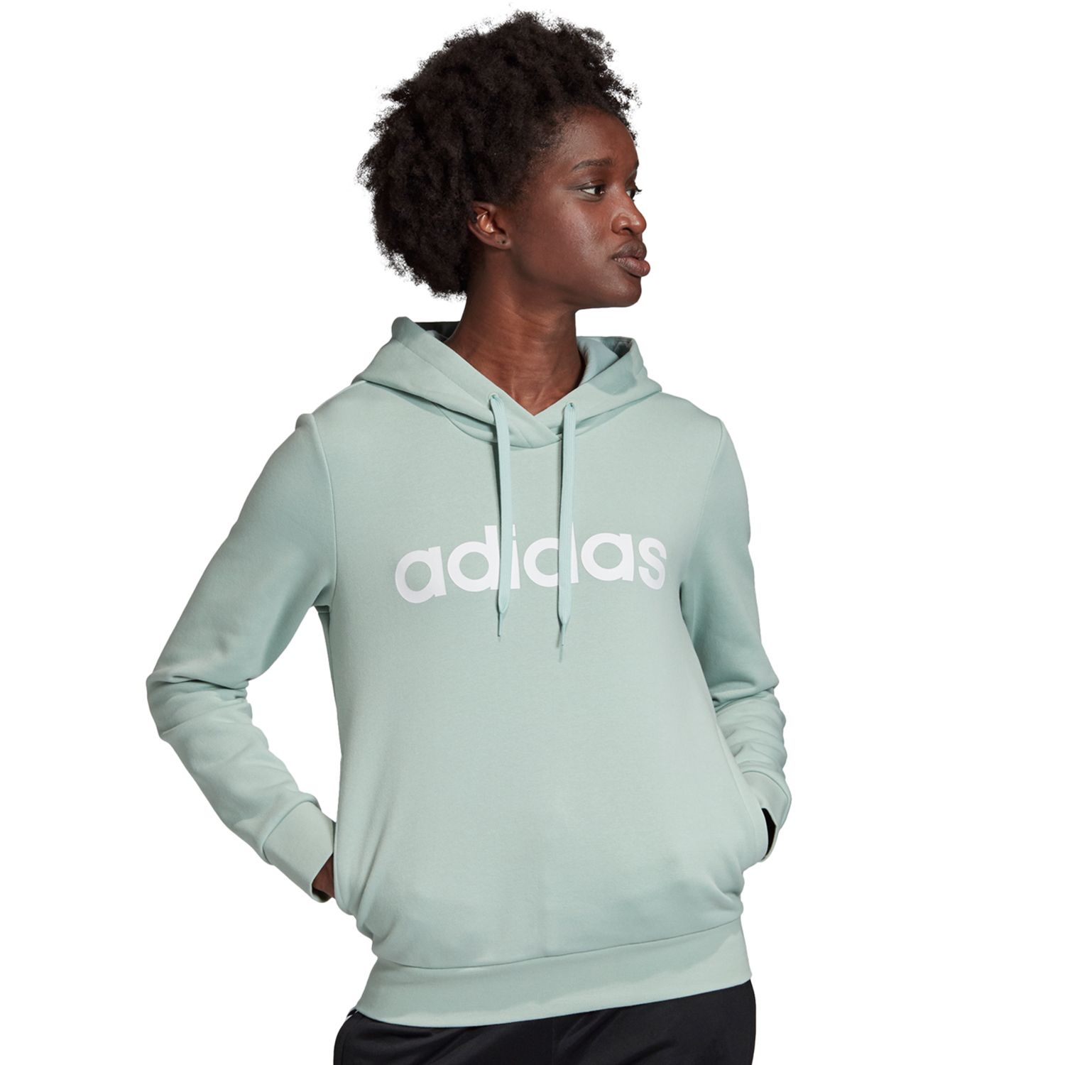 women's adidas linear logo fleece hoodie