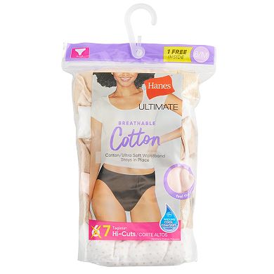 Women's Hanes Ultimate® 7-Pack Breathable Cotton Hi-Cut Panty 43H7EC