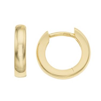 14k Gold 12 mm Polished Huggie Hoop Earrings