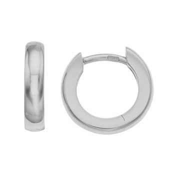 14k Gold 12 mm Polished Huggie Hoop Earrings