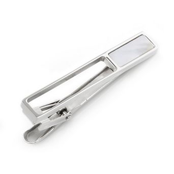 Men's Die Cut Mother of Pearl Stainless Steel Tie Clip