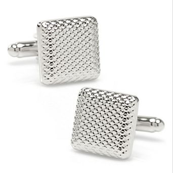 Men's Silver Textured Square Cuff Links