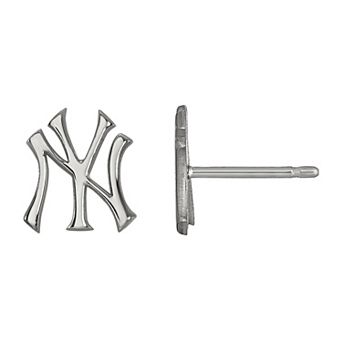 LogoArt 14K White Gold New York Yankees Small Post Earrings