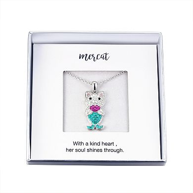 Crystal Collective Silver Plated Crystal Mermaid Cat Pendant Necklace