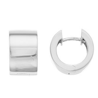 14 mm Sterling Silver Wide Huggie Hoop Earrings