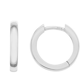 14 mm Polished Sterling Silver Huggie Hoop Earrings