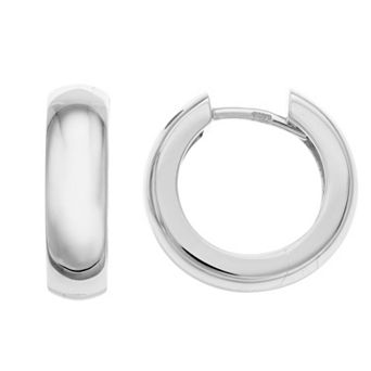 17 mm Polished Sterling Silver Huggie Hoop Earrings