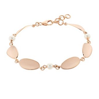 18k Rose Gold Over Silver Akoya Cultured Pearl Bracelet