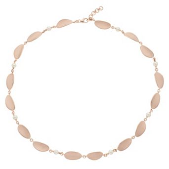 18k Rose Gold Silver Akoya Cultured Pearl Necklace