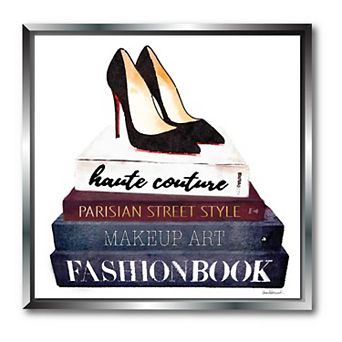 COURTSIDE MARKET Book Stack Shoes Framed Canvas Wall Art