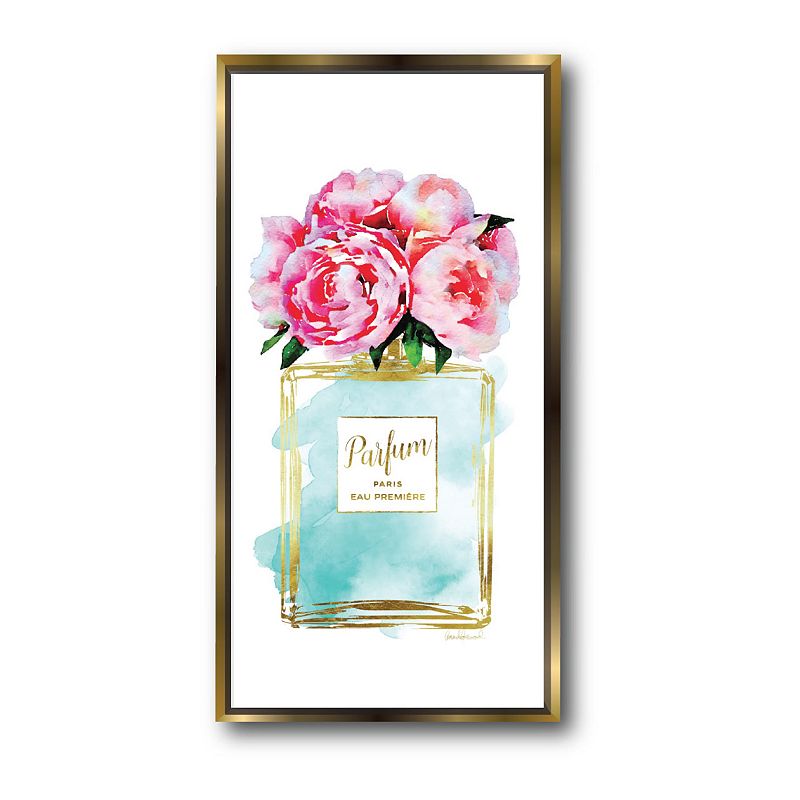 COURTSIDE MARKET Perfume Teal Framed Canvas Wall Art, Multi Color