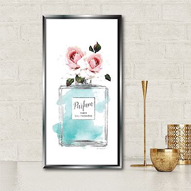 Courtside Market Perfume Teal Rose Framed Canvas Wall Art